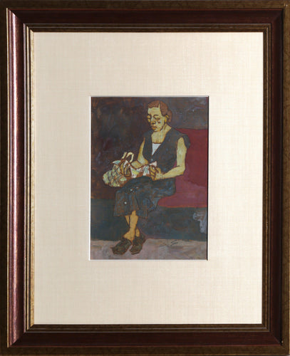 Woman Reading the Newspaper on Subway Gouache | Joseph Solman,{{product.type}}