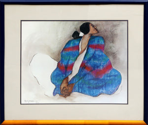 Woman with Blue Blanket Lithograph | RC Gorman,{{product.type}}