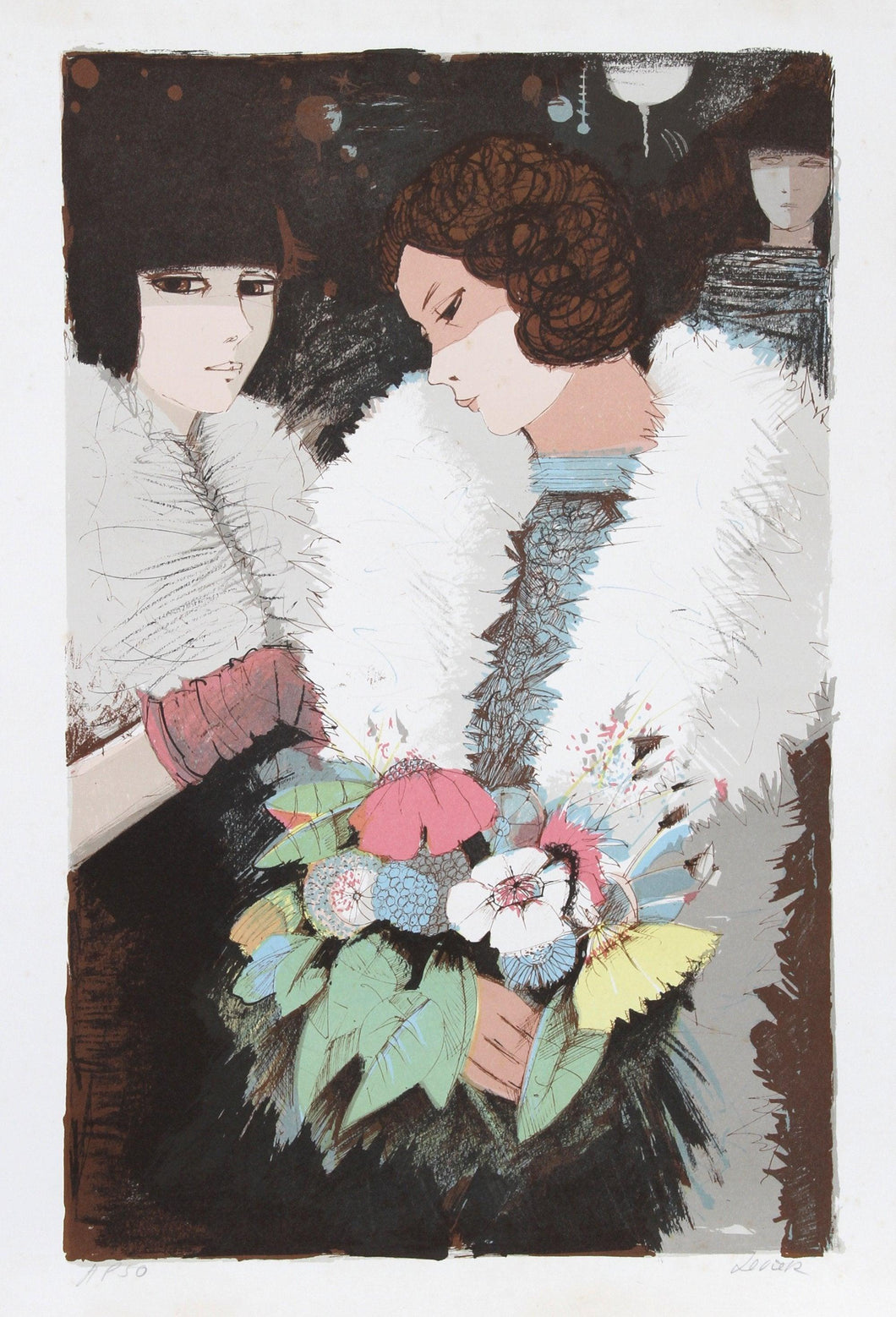 Woman with Bouquet 2 Lithograph | Charles Levier,{{product.type}}