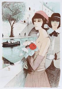 Woman with Bouquet 3 Lithograph | Charles Levier,{{product.type}}
