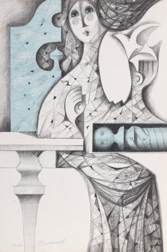 Woman with Column Lithograph | Jordi Pla Domenech,{{product.type}}