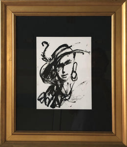 Woman with Feathered Hat Ink | Andrew Turner,{{product.type}}
