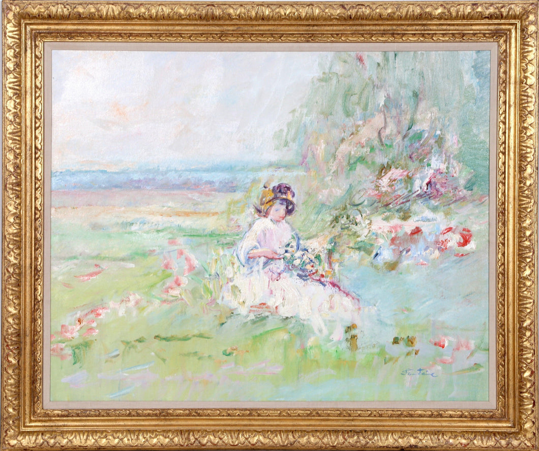 Woman with Flowers in Garden Oil | Fontaine,{{product.type}}