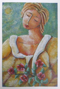 Woman With Flowers Lithograph | Graham Borough,{{product.type}}