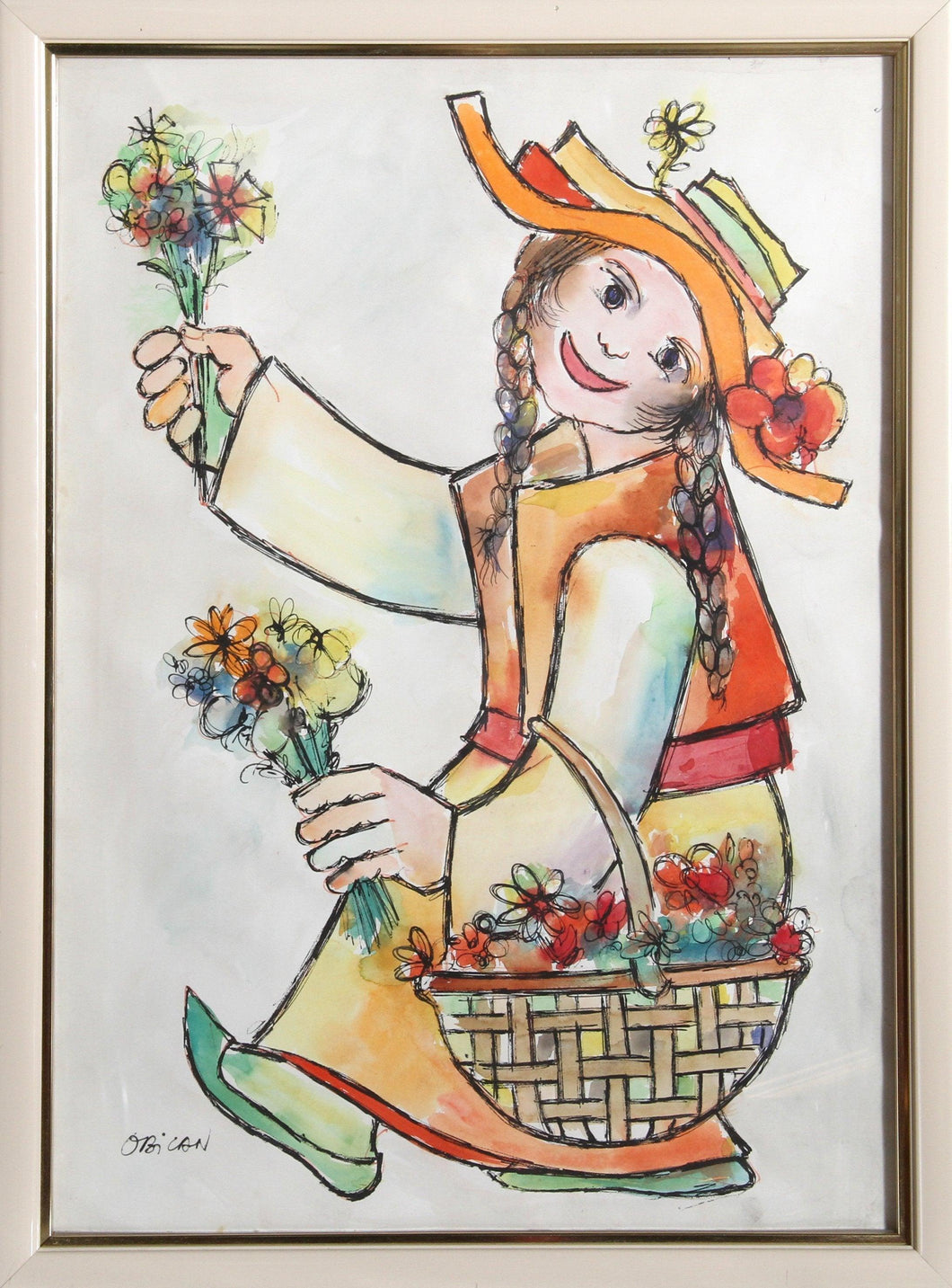 Woman with Flowers Watercolor | Jovan Obican,{{product.type}}
