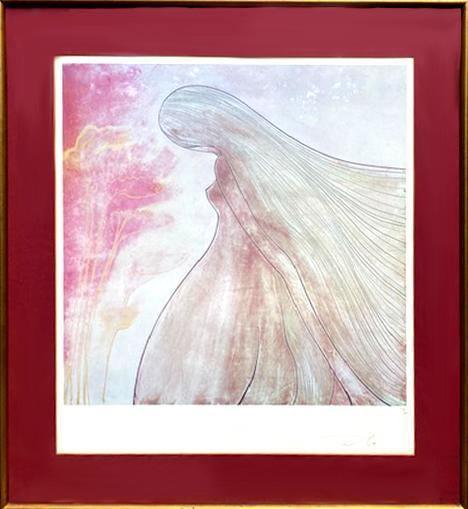 Woman with Flowing Hair lithograph | Sacha Thebaud,{{product.type}}