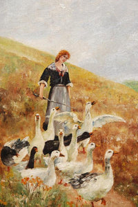 Woman with Geese Oil | H. Gleim,{{product.type}}
