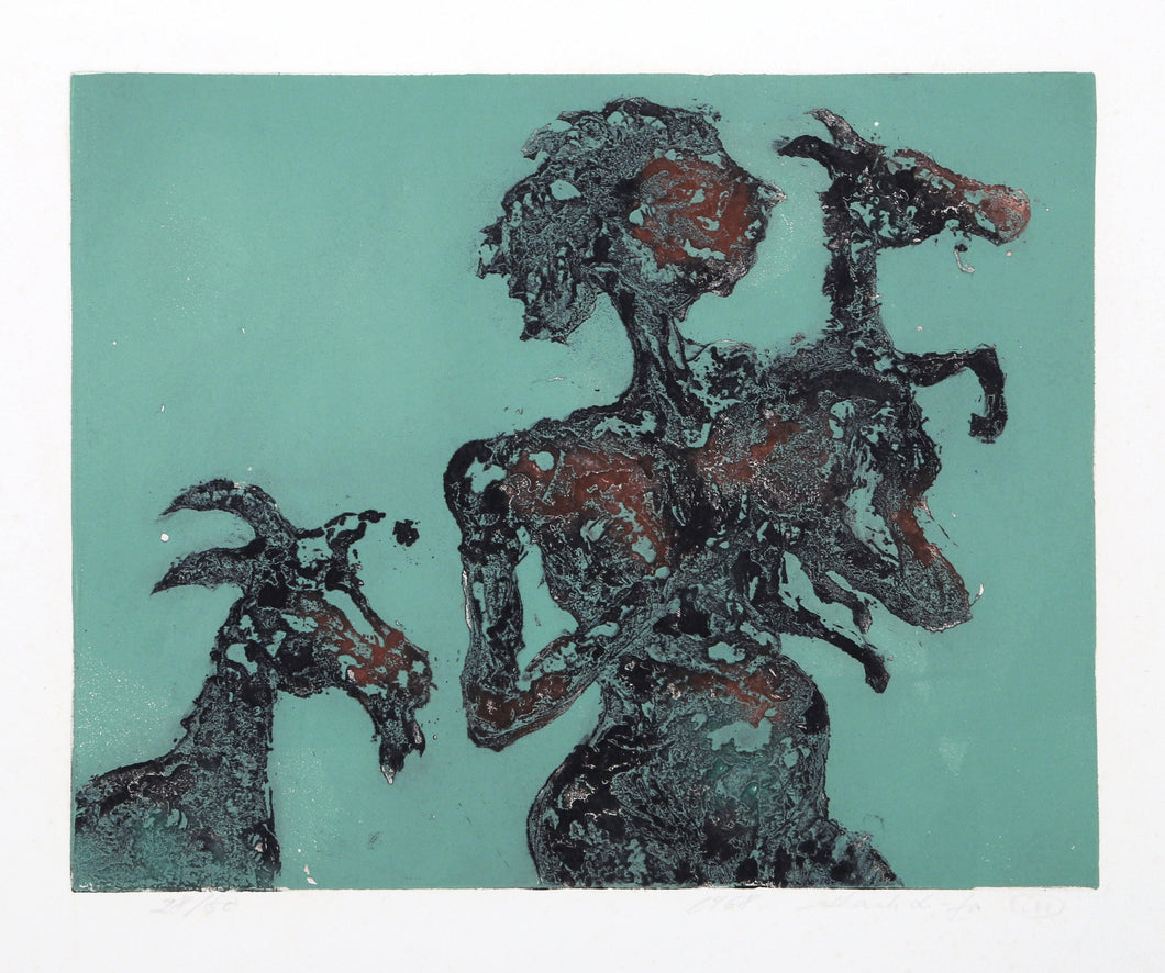 Woman with Goats Etching | Shaih Lifa,{{product.type}}
