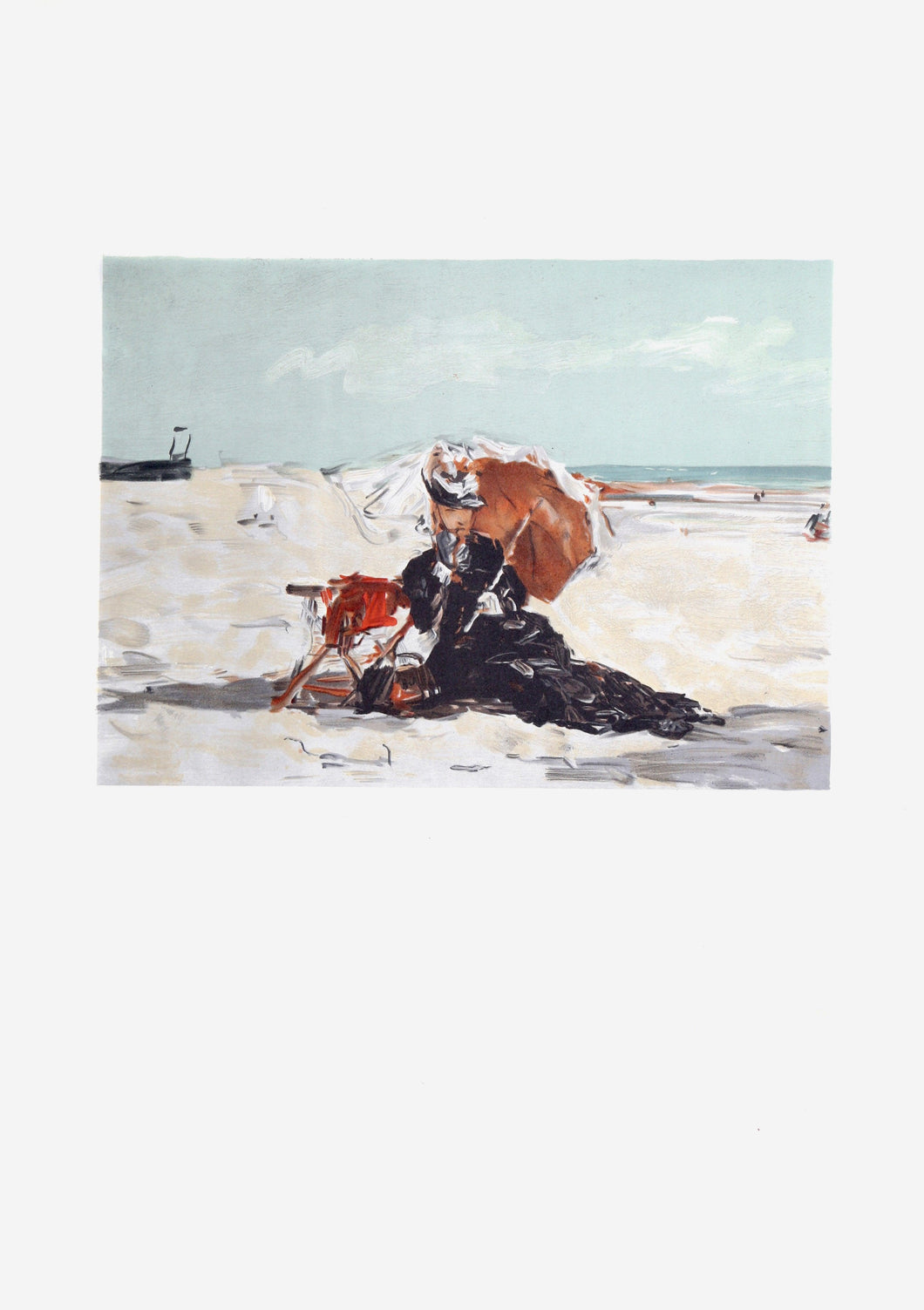 Woman with Parasol on Beach Lithograph | Eugène Boudin,{{product.type}}