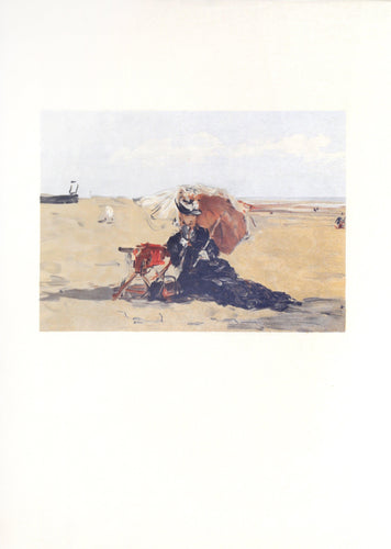 Woman with Parasol on Beach Lithograph | Eugène Boudin,{{product.type}}