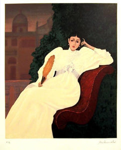 Woman with Quill Lithograph | Branko Bahunek,{{product.type}}