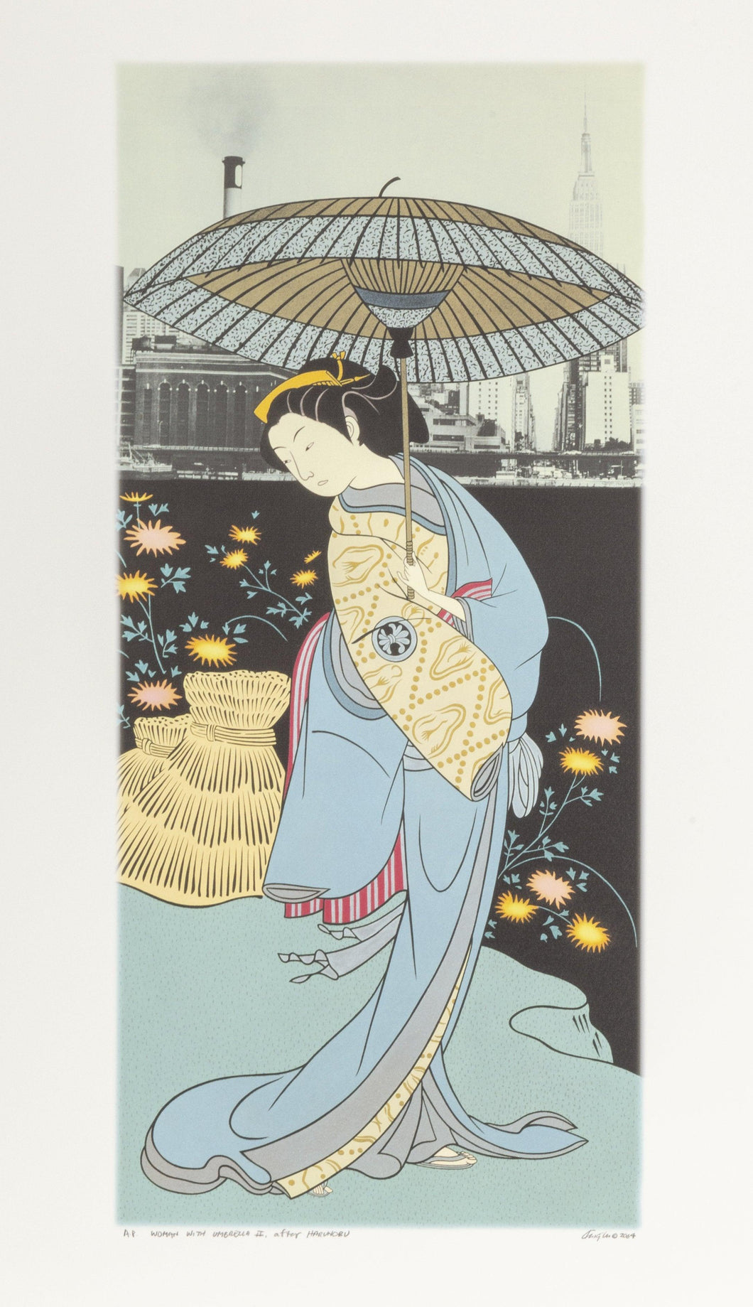 Woman with Umbrella II, after Harunobu Digital | Michael Knigin,{{product.type}}