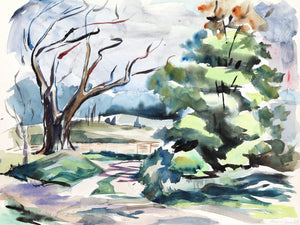 Wooded Landscape (P3.1) Watercolor | Eve Nethercott,{{product.type}}