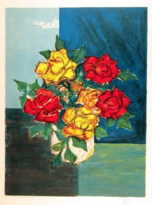 Yellow and Red Roses Lithograph | Henri Westel,{{product.type}}