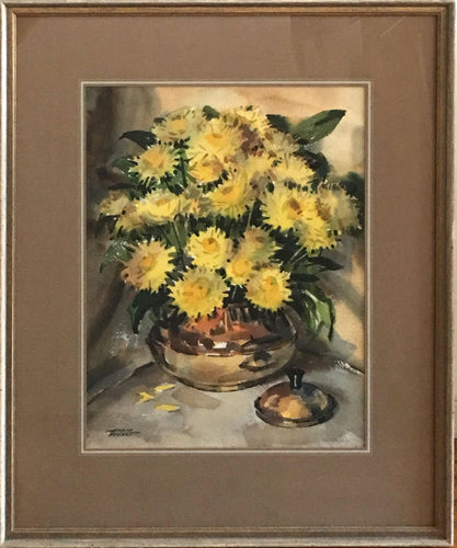 Yellow Dahlias Watercolor | Ardis Hughes,{{product.type}}