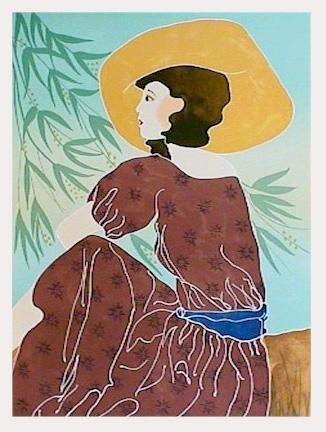 Yellow Hat Lithograph | Gina Lombardi Bratter,{{product.type}}
