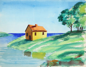 Yellow House (P6.44) Watercolor | Eve Nethercott,{{product.type}}