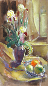 Yellow Iris and Fruit Watercolor | Charles Blaze Vukovich,{{product.type}}