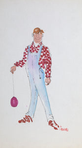 Young Farmer with Deflated Balloon Mixed Media | R. Jeronimo,{{product.type}}