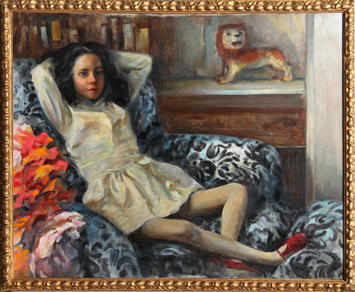 Young Girl on Couch Oil | Marshall Goodman,{{product.type}}