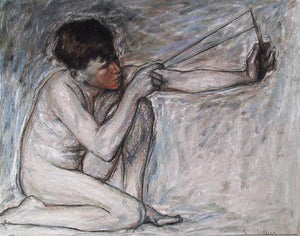 Young Man with Slingshot Pastel | Rod Judkins,{{product.type}}