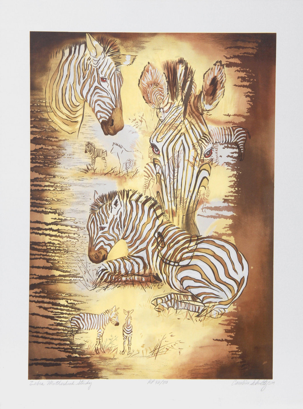 Zebra Motherhood Study Lithograph | Caroline Schultz,{{product.type}}