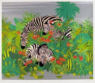 Zebras Screenprint | Russ Elliott,{{product.type}}